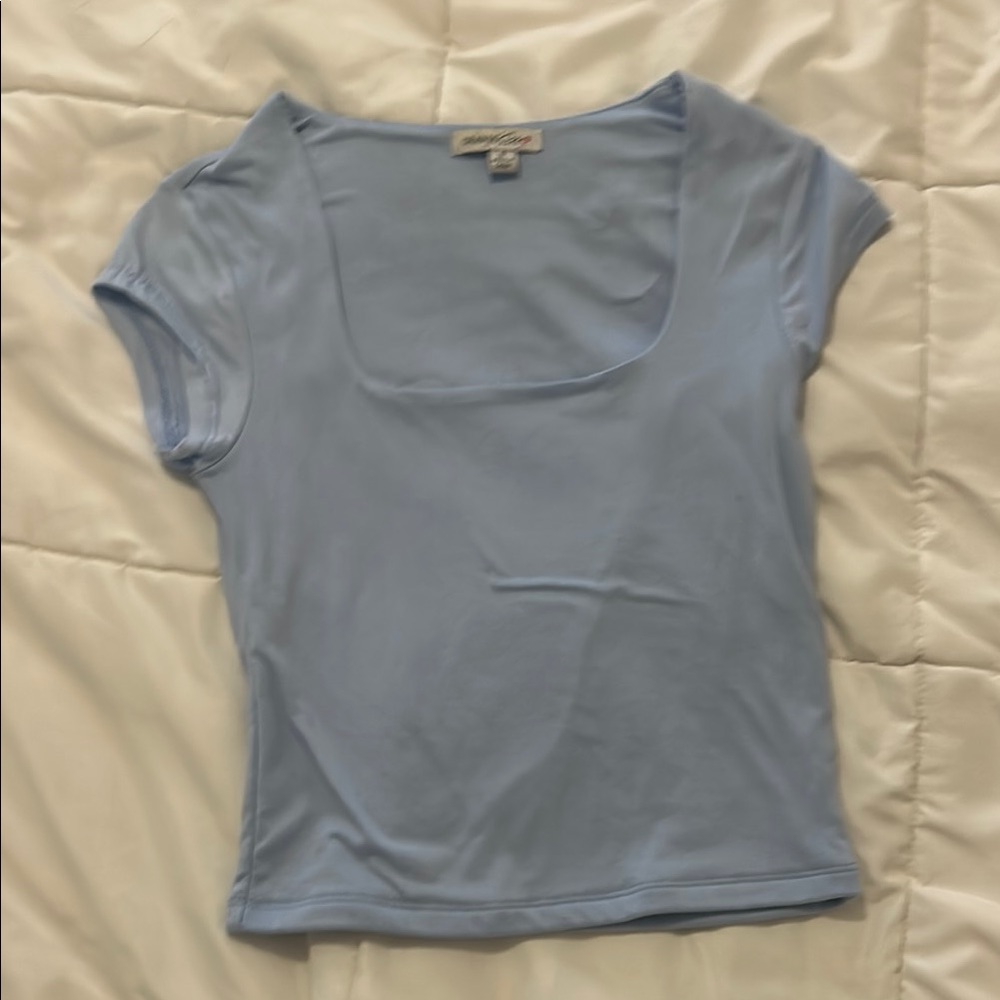 Blue Fitted Cap Sleeve Tee